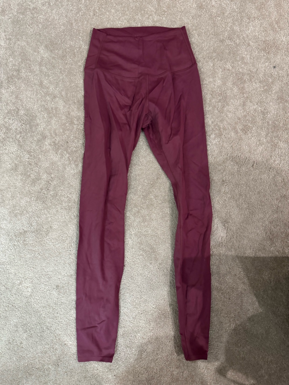 High-Waist Burgundy Leggings - Women